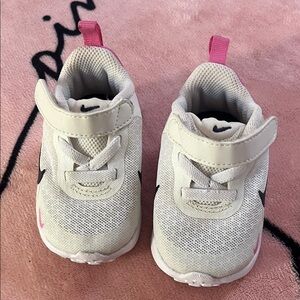 Nike Kids White and Pink Velcro Sneakers